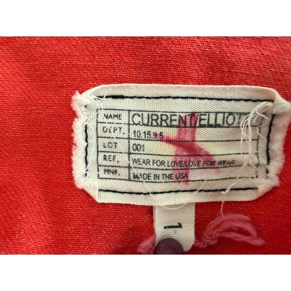 Current Elliot The Mechanic Jacket Fire Red Size 1 Small Button Up Denim Cotton - Picture 5 of 8